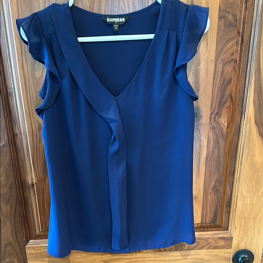 Express Women's Blue V-Neck Top